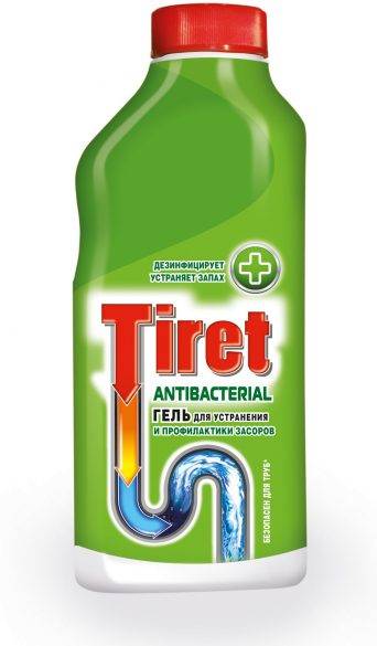 Средство чистящее ТИРЕТ-гель 500 мл для прочистки труб, антибактериальный