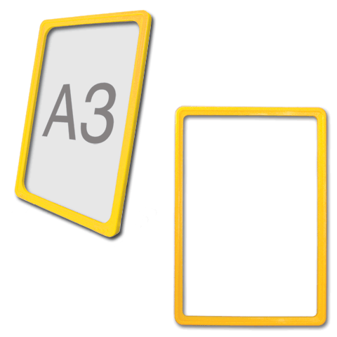 234103 | Рамка-POS для ценников, рекламы и объявлений А3, желтая, без защитного экрана, 290255