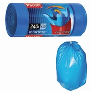 Мешки для мусора 240 л, PACLAN "Multitop" 90*145см, 40мкм, с ушками, синие, в рулоне 10 шт., ПВД