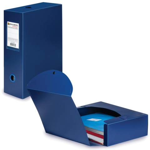 Короб архивный Brauberg "Energy" пластик 10см (на 900л),разборный,синий, 231165ПЛС