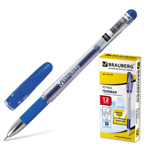 Ручка гелевая BRAUBERG "Geller" (БРАУБЕРГ "Геллер"), корпус прозрачный, 0,5 мм, синяя
