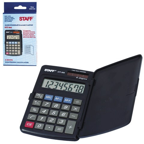 Калькулятор карманный STF-899, 8 разрядов, двойное питание, 117*74мм