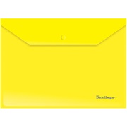 Папка-конверт А4 на кнопке Berlingo желтая 180мкм