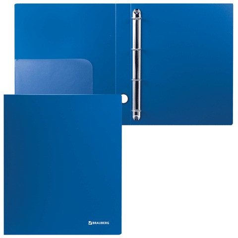 Папка на 4х кольцах BRAUBERG "Стандарт", 40мм, синяя, до 250 листов, 0,9мм