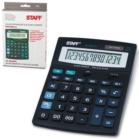 Калькулятор 14 разр.,STAFF STF-888-14 (200х150 мм)