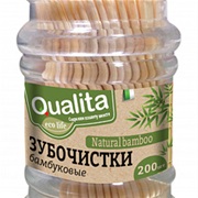 Зубочистки в пластиковой баночке QUALITA ,бамбуковые по 200шт