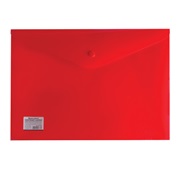Папка-конверт А4 на кнопке BRAUBERG непрозрачная красная, до 100 листов, 0,18мм