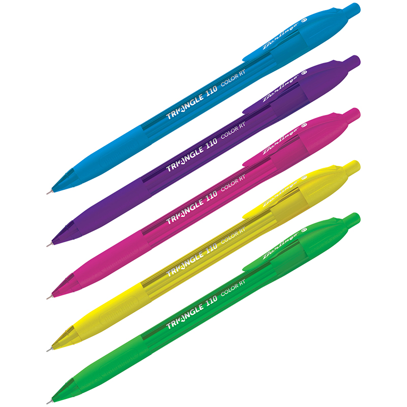 Ручка шариковая автомат.,Berlingo "Triangle 110 RT Color", синяя, 0,7мм,трехгран, игольч.стерж