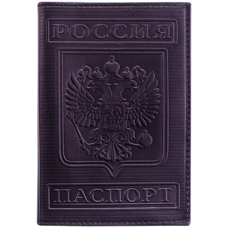 Обложка д/паспорта OfficeSpace, кожа, тиснение Герб, черная