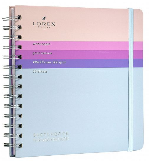 Скетчбук LOREX CURLY AQUARELLE серия GRADIENT TOUCH 195х195 мм, 30 листов 200 г/м2