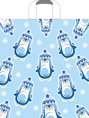 Пакет ПЭ с петлевой ручкой 38х42+3см (37) ПНД (Пингвины)