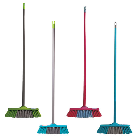 Щетка для уборки с черенком 110 см, ширина 31 см, щетина 7 см, пластиковая, еврорезьба, YORK "Fronti