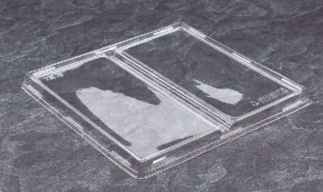 Контейнер картонный OneClick bottom 1200 мл КРЫШКА прозрачная  на 2 секции 190*200мм