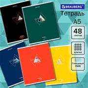 Тетрадь 48л клетка BRAUBERG "Smart", скоба, клетка, глянцевый лак, микс