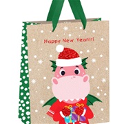 Пакет подарочный 18*23*10см MESHU "Dragon", отд. фольгой, блестки, крафт