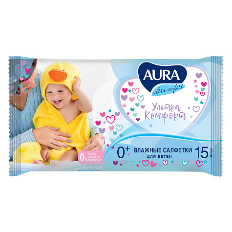 Влажные салфетки AURA ultra comfort Детские 15шт.