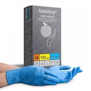 Перчатки нитриловые "Benovy" M, голубые,100шт/уп медицинские,неопудренные