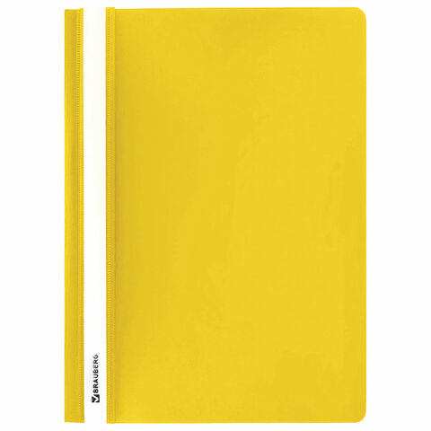 Скоросшиватель пластиковый A4 BRAUBERG 130/180 мкм, желтый