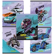 Тетрадь 48 л. А5 кл. скоба BRAUBERG, глянцевый лак, "Race"