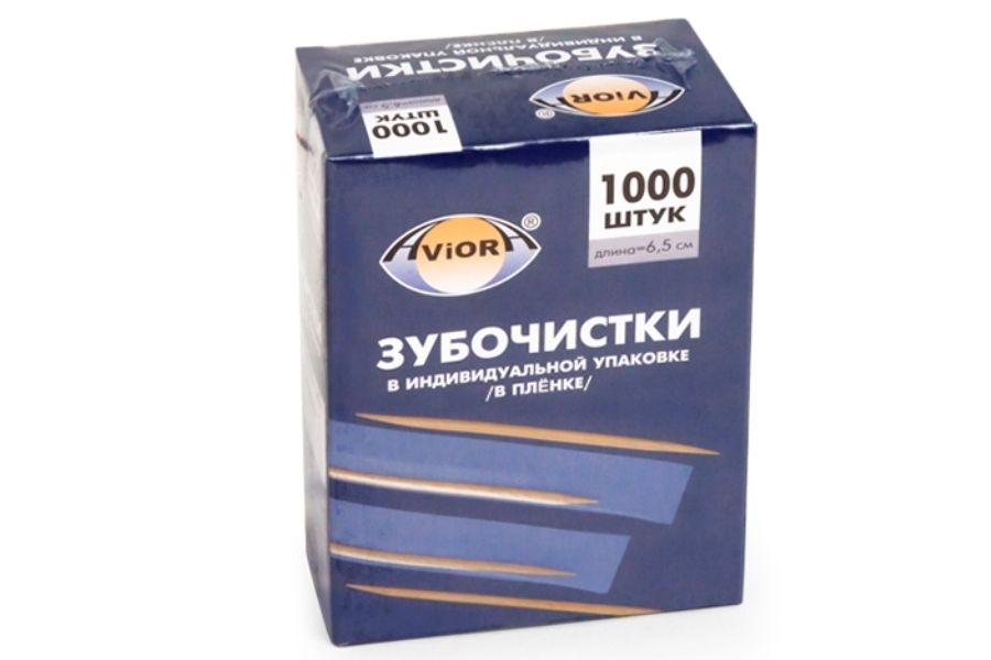 Зубочистки  в инд. ПП упаковке 1000шт. AVIORA
