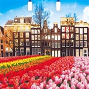 Пакет ПЭ с пластмассовыми ручками 38х45+3см (90) (Весна в городе) Глянцевый Артпласт (х5/50)