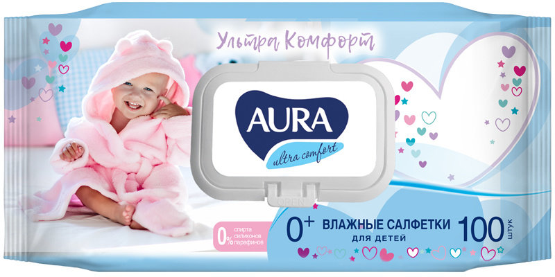 Влажные салфетки AURA ultra comfort Детские 100шт.