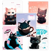 Тетрадь 18 л. BRAUBERG клетка, обложка картон, КОТИКИ