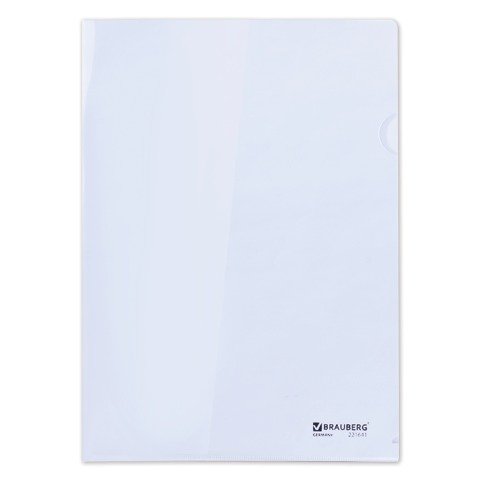 Папка-уголок А4 BRAUBERG жесткая, прозрачная 0,15мм