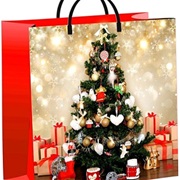 Сумочка пластиковая мягкая 30х30+10см, НГ (Елка в золоте)