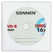 Диск DVD-R SONNEN, 4,7 Gb, 16x, бумажный конверт (1 штука)