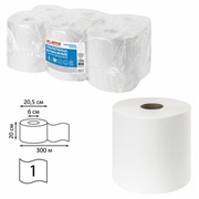 Полотенца бумажные с центральной вытяжкой 300 м, LAIMA (Система M2) UNIVERSAL WHITE, 1-сл., белые