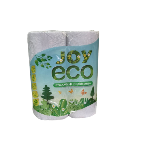 Полотенца бумажные рулонные JOY ECO 2-х сл. (2 рул), белые, вторичное волокно