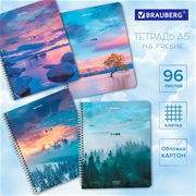 Тетрадь 96л., А5, клетка, на гребене BRAUBERG,  обложка картон, "Travel