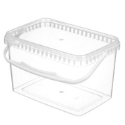 Ведро 3,3л прямоуг,прозрачное с белой ручкой,комплект с  крышкой