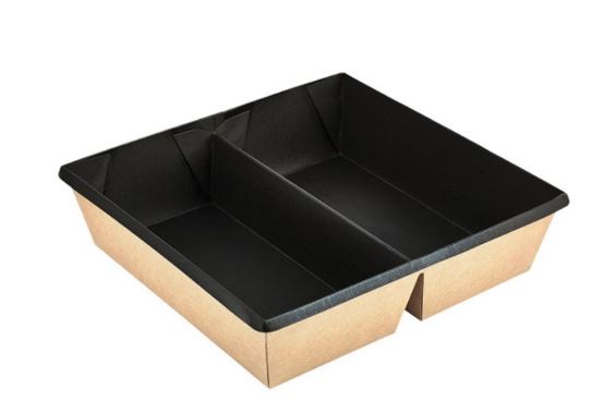 Контейнер картонный OneClick bottom 1200DB/bBLACK черный 2 секции 1200мл 190*200/170*180*55мм