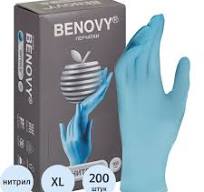 НЕ продавать!!!Перчатки нитриловые "Benovy" S, голубые,200шт/уп,неопудренные,текстурированные НДС 10%