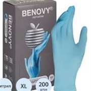 НЕ продавать!!!Перчатки нитриловые "Benovy" S, голубые,200шт/уп,неопудренные,текстурированные НДС 10%