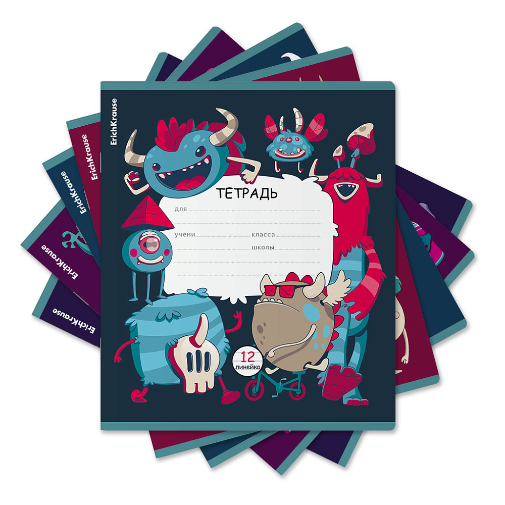 Тетрадь 12л линейка  ErichKrause Monsters _MIX-PACK