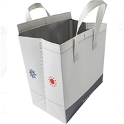 Термобэг Бело-Серый из спанбонда с ламинацией и защитным слоем 25+16х26см (250шт/кор) до 10кг (5ч)