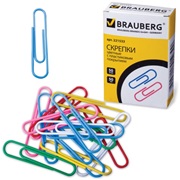 Скрепки 50мм BRAUBERG цветные 50шт, в карт.коробке