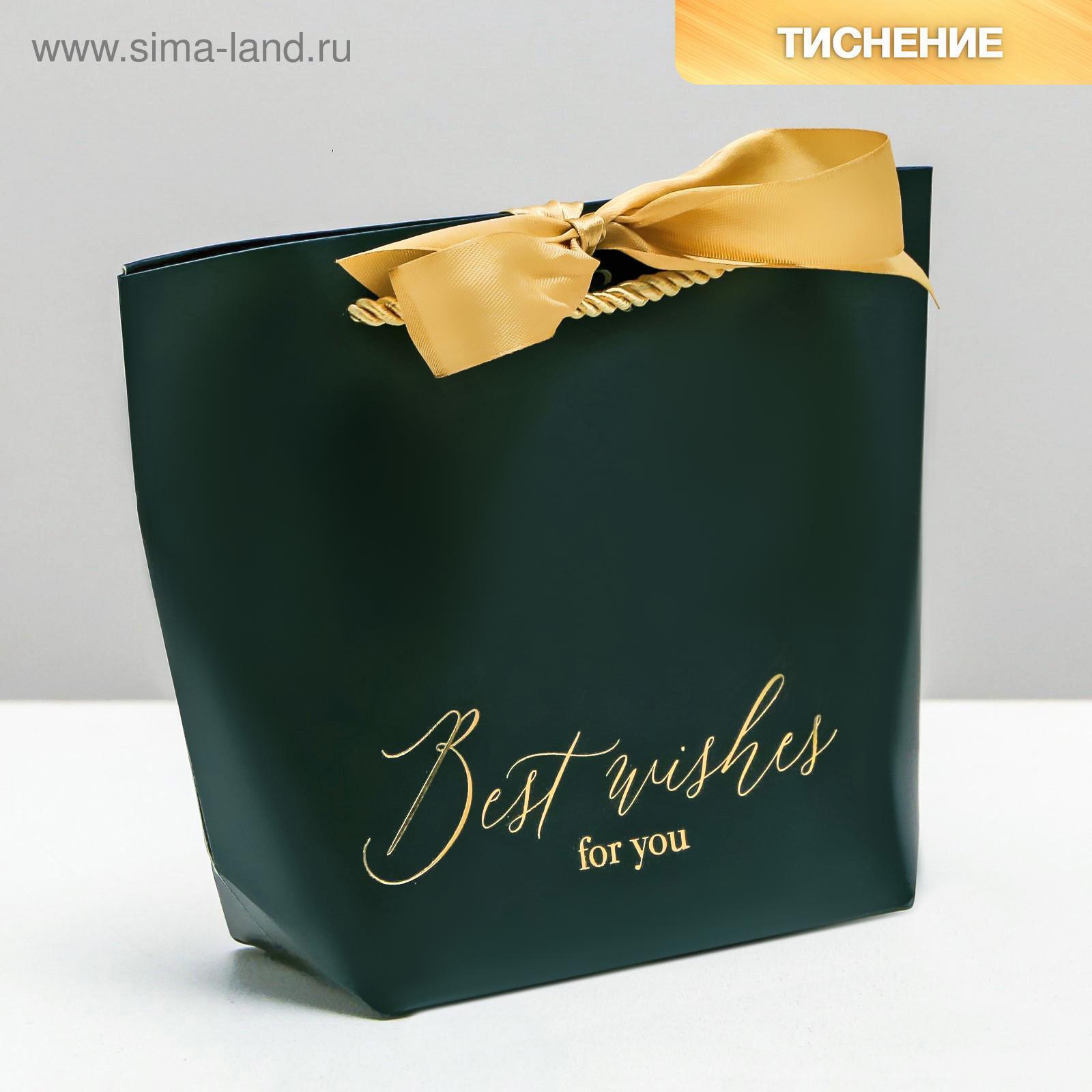Пакет подарочный Best wishes, 21 х 17 х 7 см