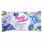 Влажные салфетки AURA Tropic Cocktail освежающие, 15шт/уп