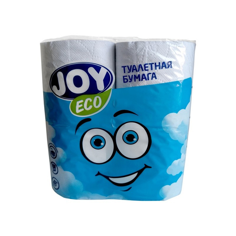 Бумага туалетная Joy Eco 2 слоя (4шт спайка) белая, втулка