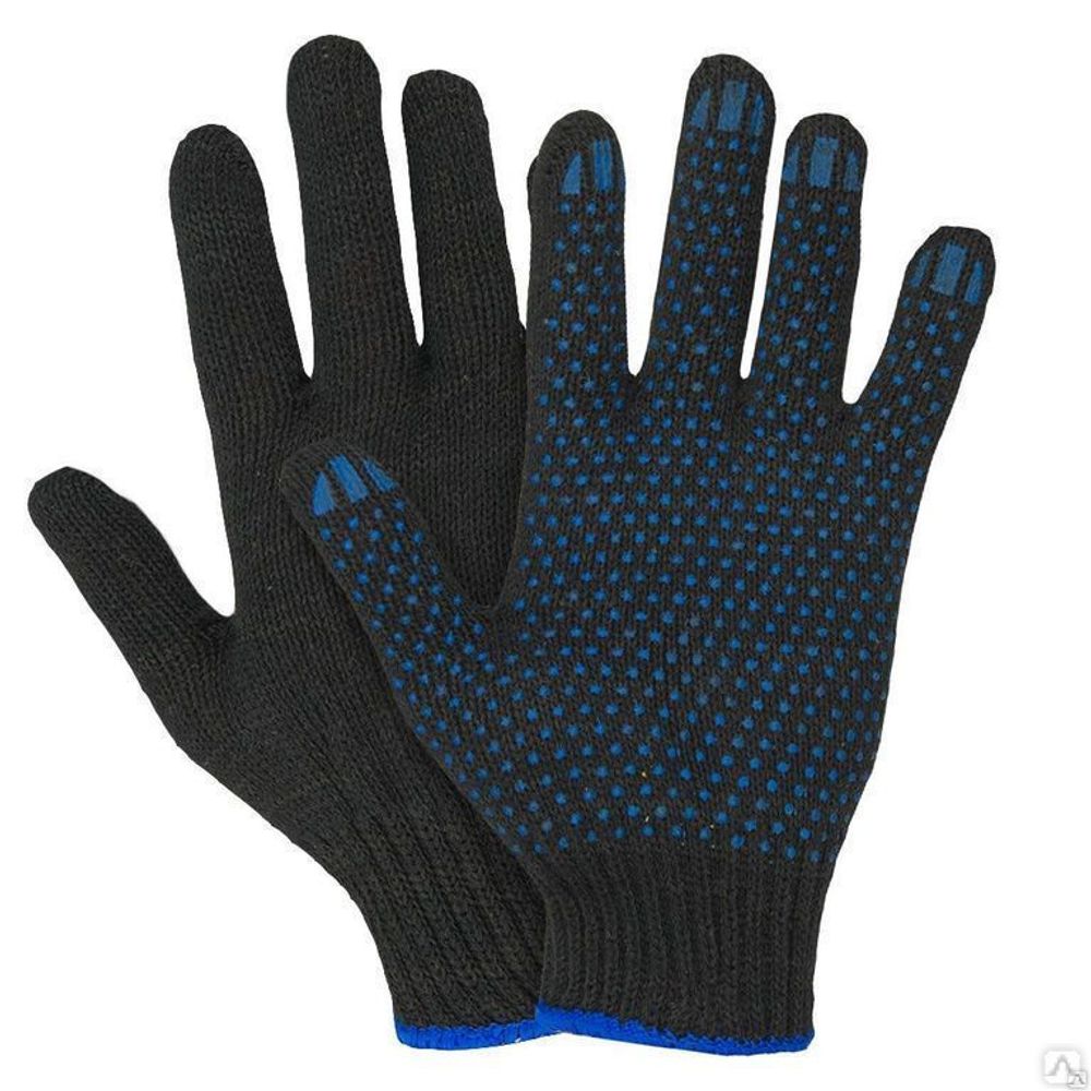 Перчатки трикотажные  "Д " ПВХ  5-нит.10кл точка Чёрные