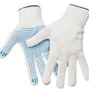 Перчатки трикотажные  "Д " ПВХ  4-нит.10кл точка Белые
