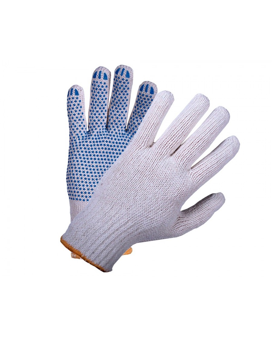 Перчатки трикотажные х/б с ПВХ 7-нитей БЕЛЫЕ 7,5кл.СУПЕР-плотные