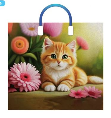 Пакет с пластиковой ручкой 38х34+3 (90) Рыжий котенок