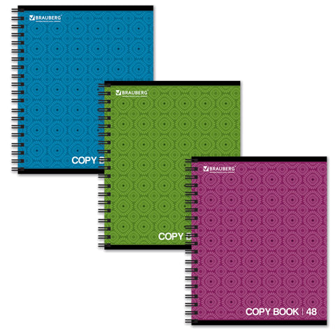 Тетрадь 48л клетка, на спирали Brauberg ЭКО МОНОХРОМ №2, офсет, мел.карт.обл,3 вида