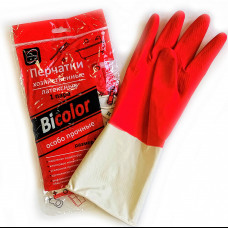 Перчатки хоз. с напылением BiColor красно-белые M