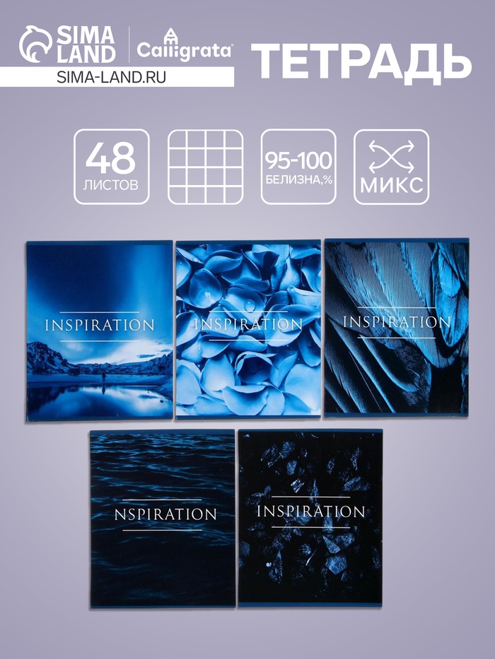 Тетрадь 48 листов в клетку, Calligrata «Вдохновение»